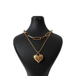 گردنبند زنانه ژوپینگ مدل دو ردیف قلبی