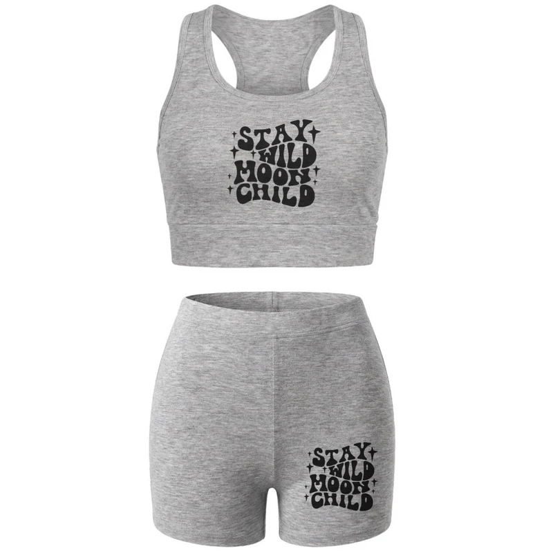 ست نیم تنه و شلوارک راحتی زنانه مدل نوشته انگلیسی