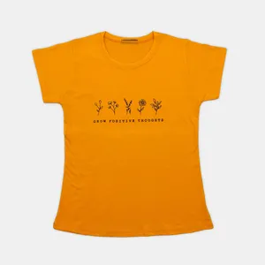 تی شرت آستین کوتاه زنانه مدل شاپرک رنگ نارنجی