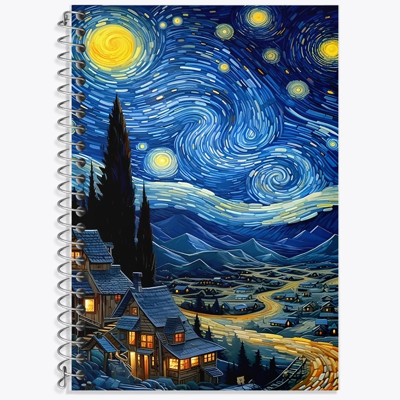 دفتر زبان 50 برگ خندالو مدل دو خط طرح شب پر ستاره کد F5092