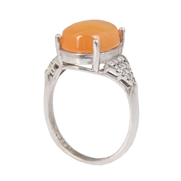 انگشتر نقره عقیق زنانه مدل یمنی آبکاری رادیوم قالب جواهری کد AWRH_2446