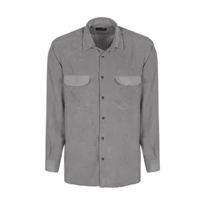 پیراهن آستین بلند مردانه مدل کبریتی رنگ طوسی