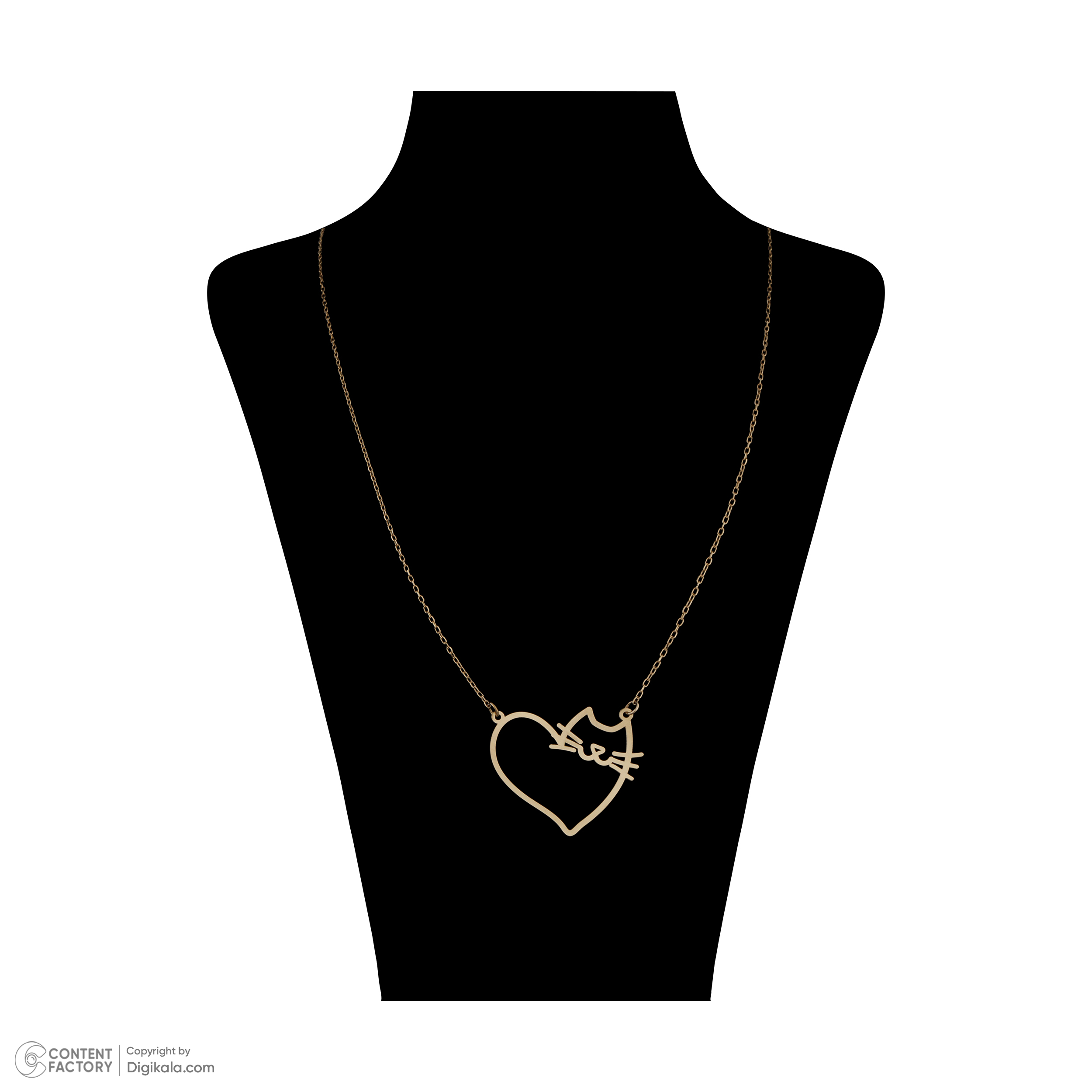 گردنبند طلا 18 عیار زنانه مایا ماهک مدل MM1828 طرح گربه و قلب -  - 2