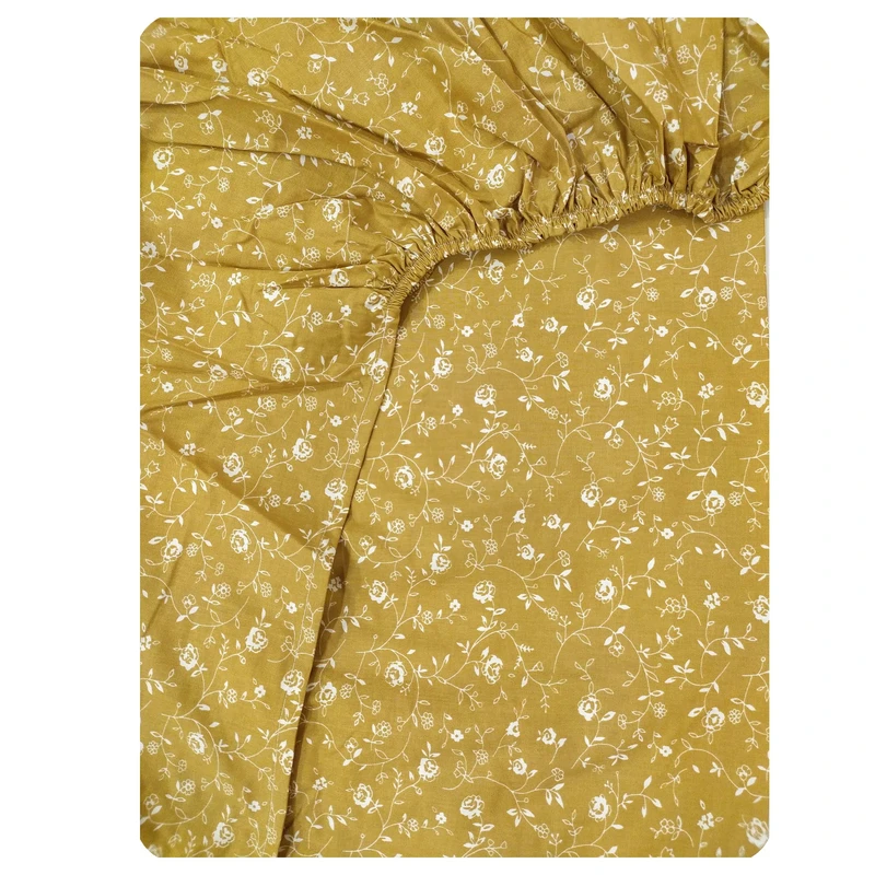 ملحفه کتان نخ پانیذ پود مدل مهتاب کد P113-2 یک نفره سایز 200x120 سانتی‌متر