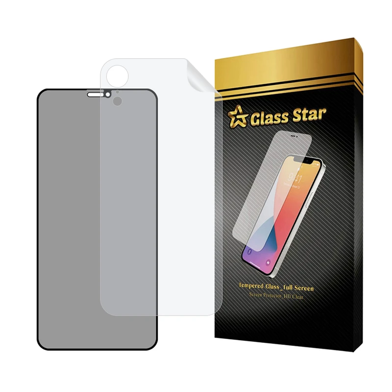محافظ صفحه نمایش حریم شخصی گلس استار مدل FULLPRIVNANOS مناسب برای گوشی موبایل اپل iPhone XR به همراه محافظ پشت گوشی