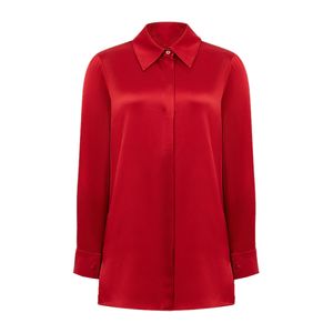 شومیز آستین بلند یقه برگردان زنانه مدل ساتن یلدا