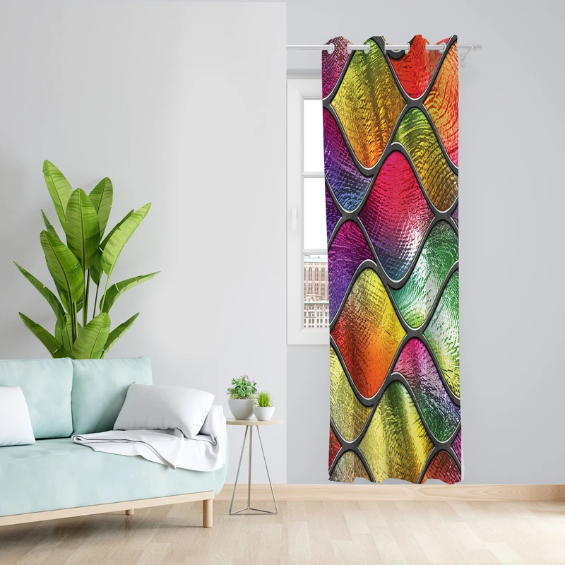 پرده طرح رنگی مدل مخمل پانچی کد 2566 z سایز 140x200 سانتی متر