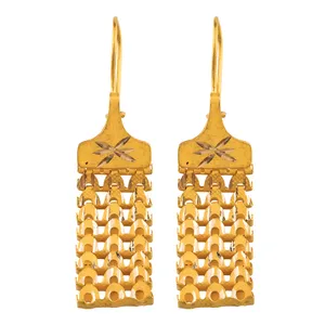 گوشواره طلا 18 عیار گالری طلاچی مدل آویز سورنتو 3 ردیفه