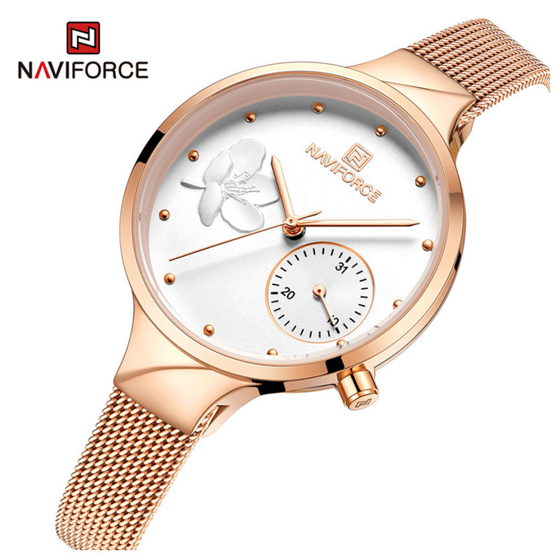 ساعت مچی عقربه ای زنانه نیوی فورس مدل N F 5001 RG W RG