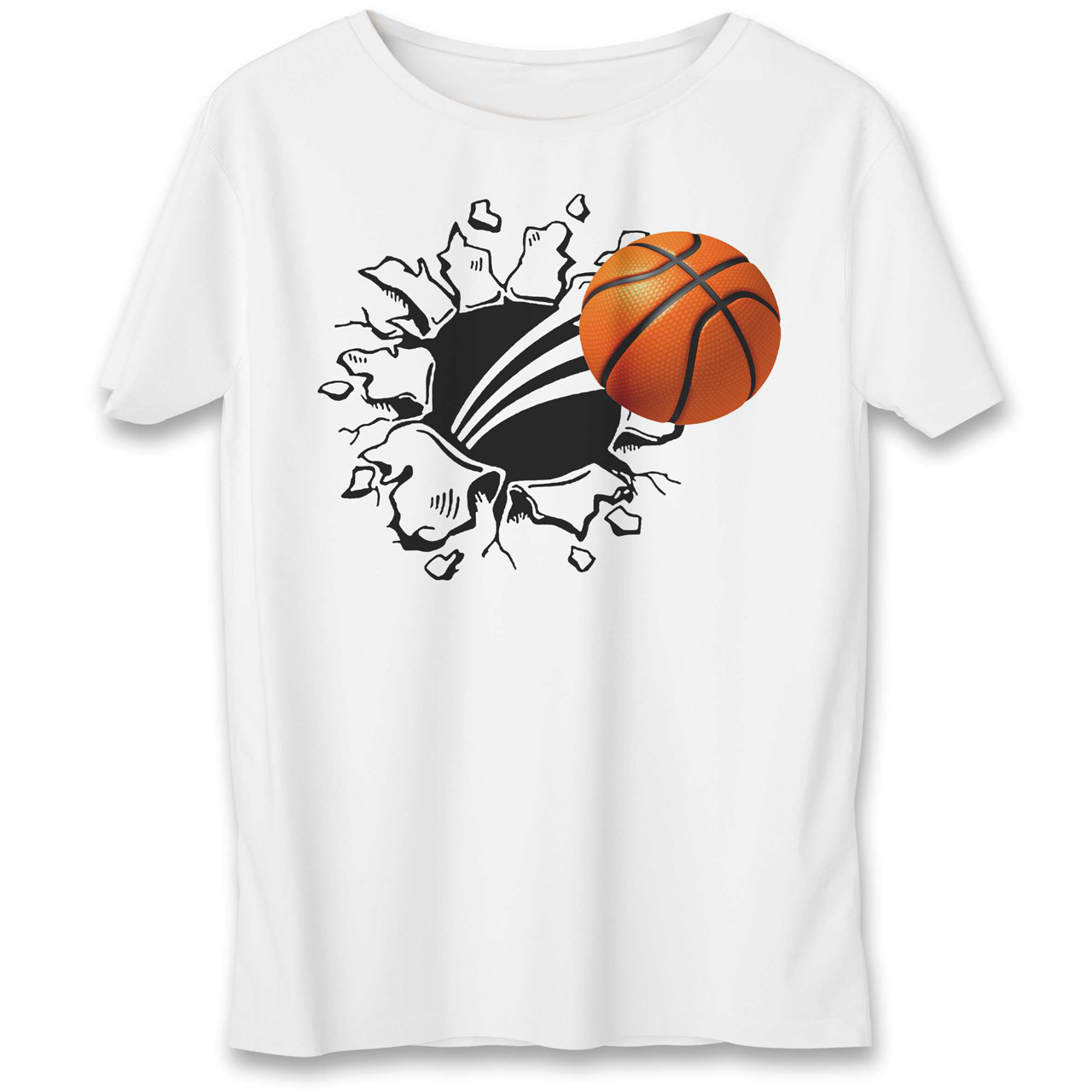 تی شرت یورپرینت به رسم طرح توپ بسکتبال کد 525