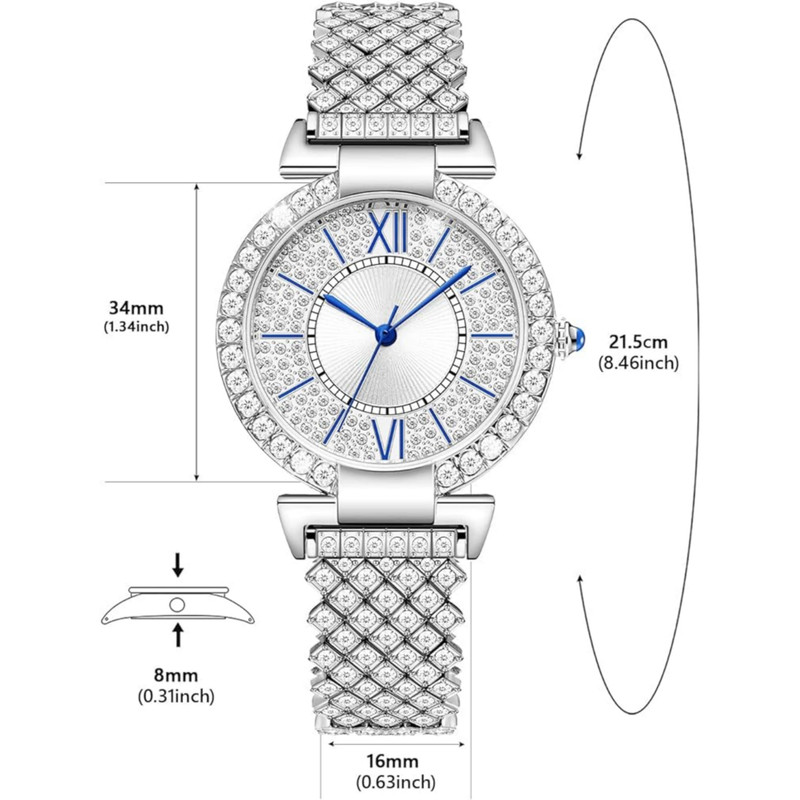 ساعت مچی عقربه ای زنانه مدل فول نگین ساعت مچی عقربه ای زنانه مدل فول نگین