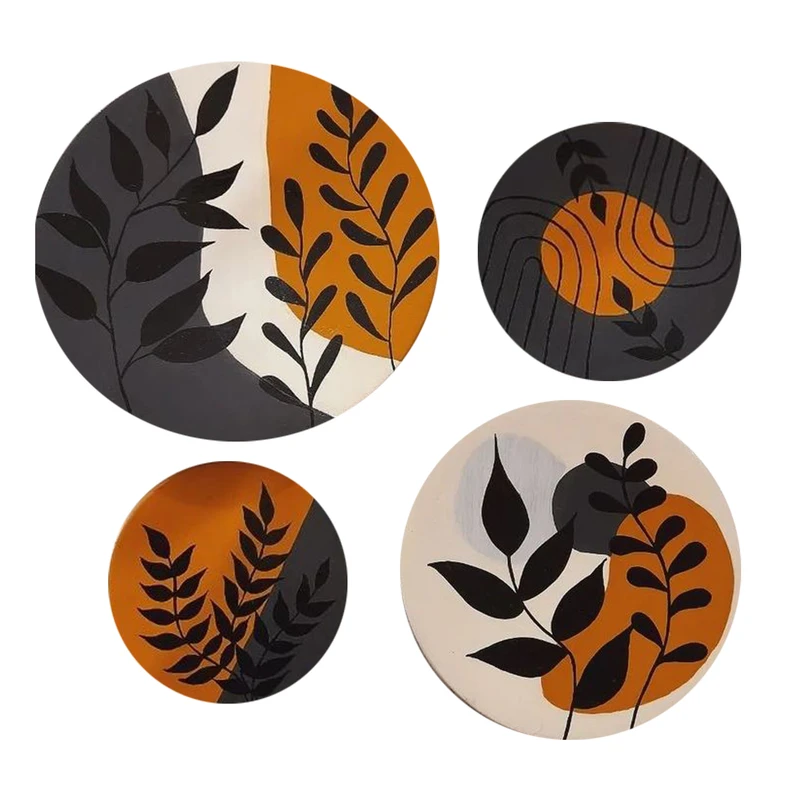 بشقاب دیوارکوب سفالی طرح مدرن مدل Y_26 مجموعه 4 عددی