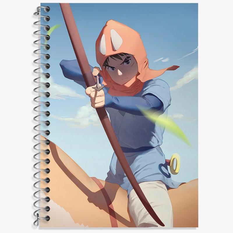 دفتر زبان 50 برگ خندالو مدل سه خط طرح یاکورو و آشیتاکا انیمه پرنسس مونونوکه کد 34095