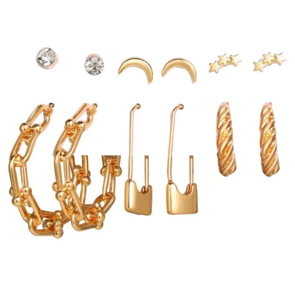 گوشواره دخترانه مدل سنجاقی بسته 6 عددی