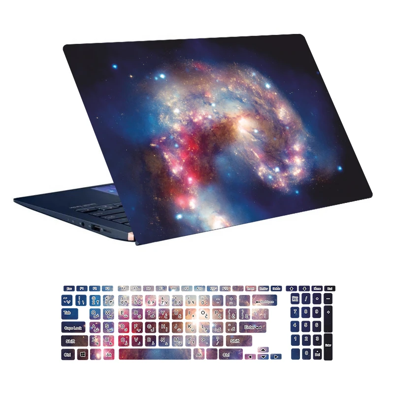 استیکر لپ تاپ توییجین و موییجین طرح Space کد 112 مناسب برای لپ تاپ 15.6 اینچ به همراه برچسب حروف فارسی کیبورد 