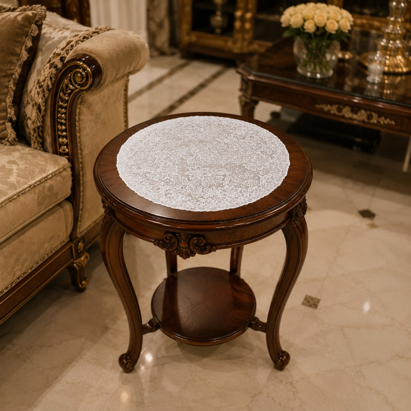 رومیزی مدل گرد طرح گل سایز 31×31 سانتی متر 
