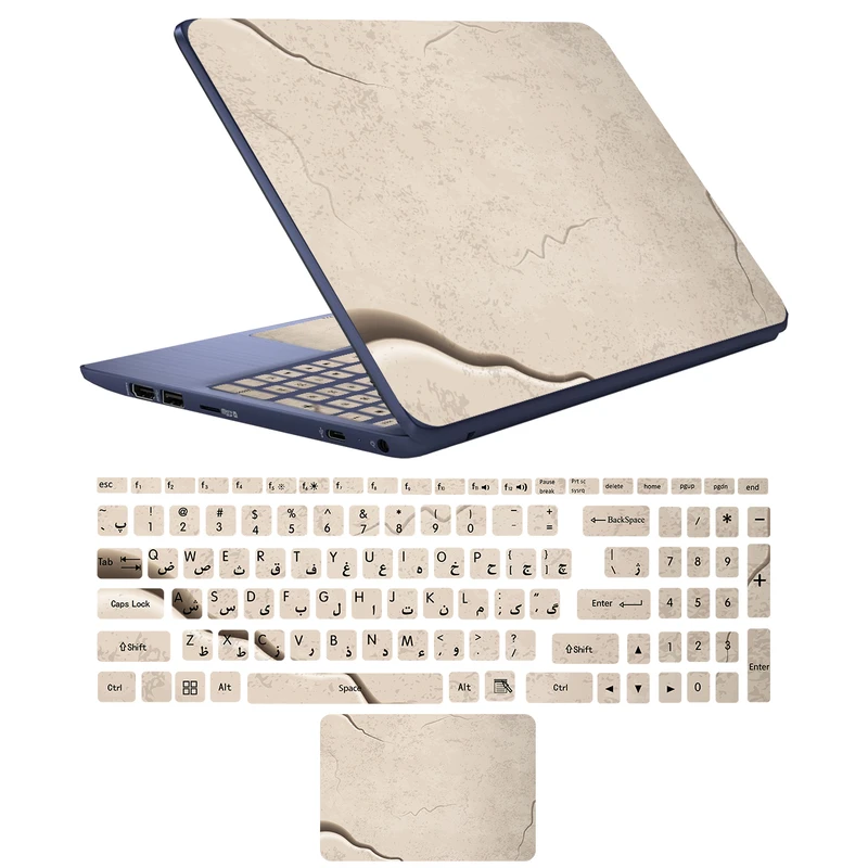  استیکر لپ تاپ مدل stone 06 مناسب برای لپ تاپ 17 اینچی به همراه برچسب حروف فارسی کیبورد