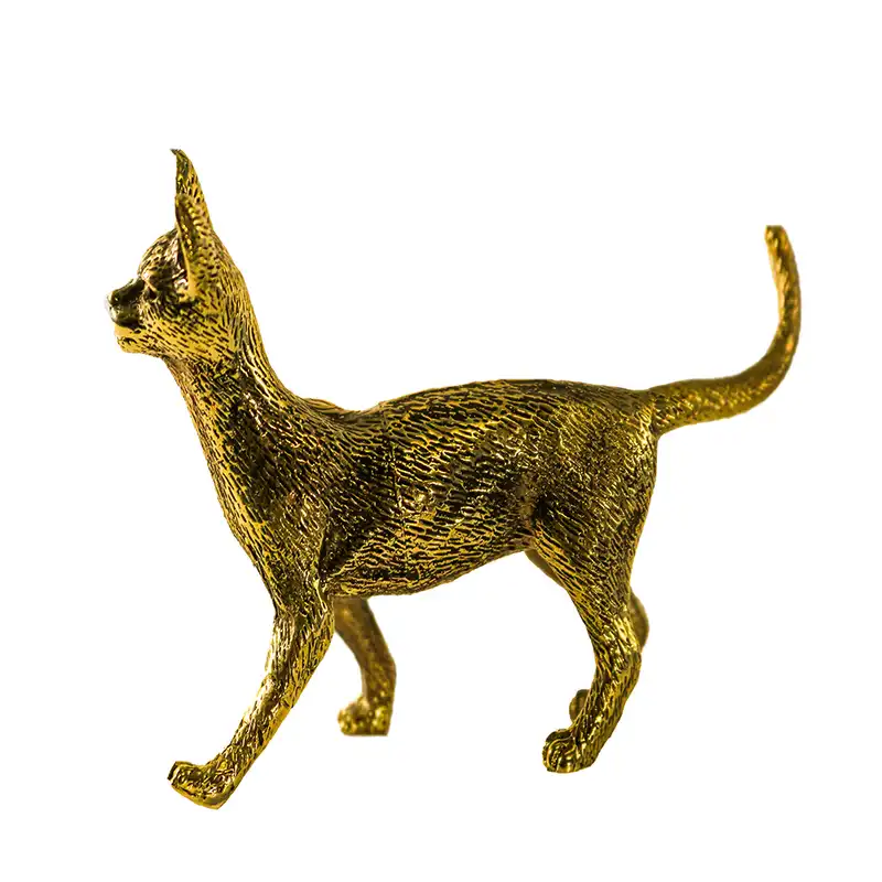 دکوری برنجی مجسمه طرح گربه حبشی مدل RP 1009