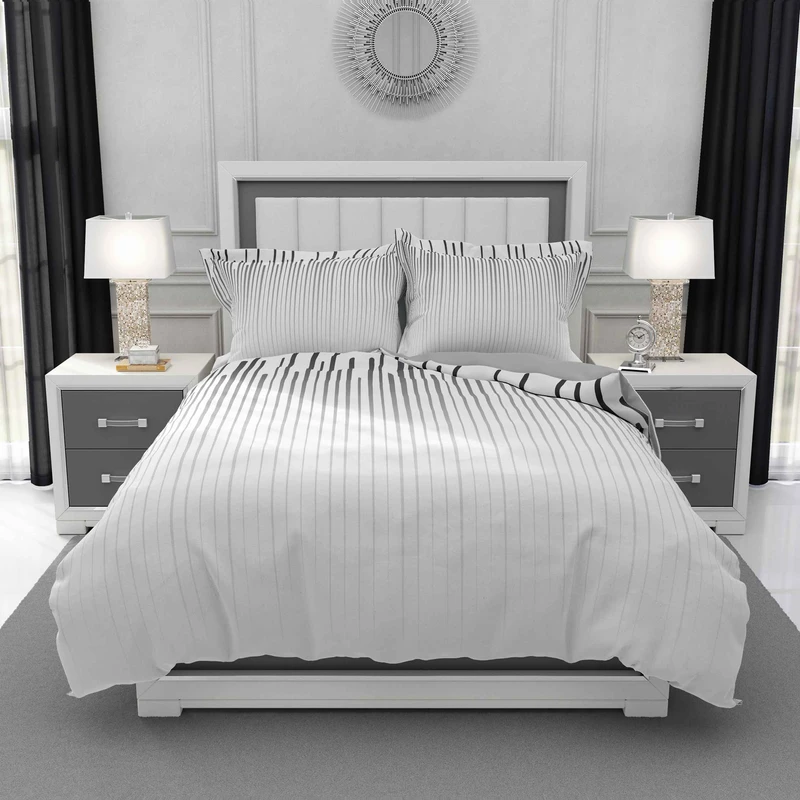 سرویس روتختی طرح راه راه سایه روشن مدل DF54 دو نفره 6 تکه