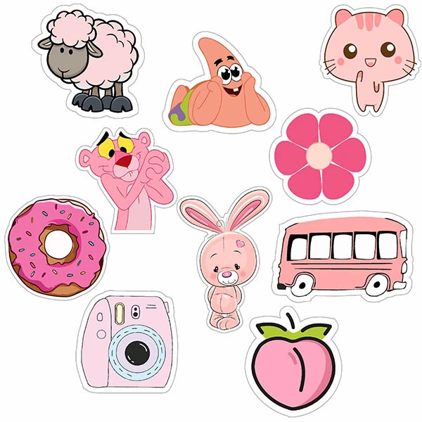 استیکر لپ تاپ راتیانا مدل PINK PACK02 مجموعه  10 عددی