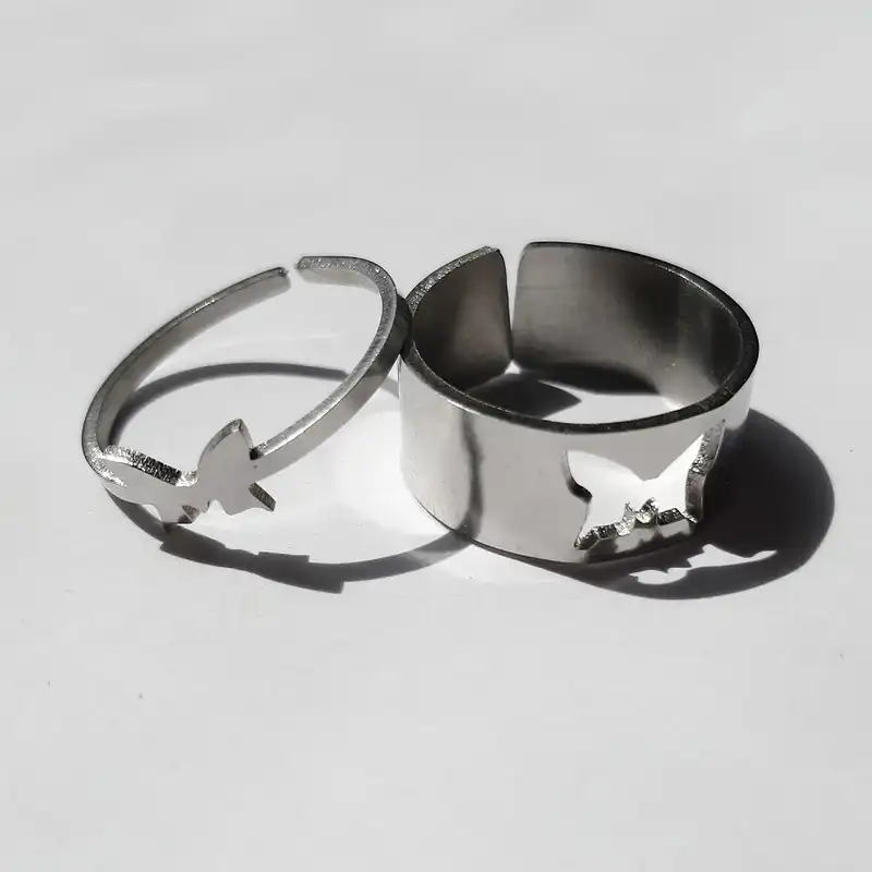 ست انگشتر زنانه و مردانه مدل پروانه دوستی