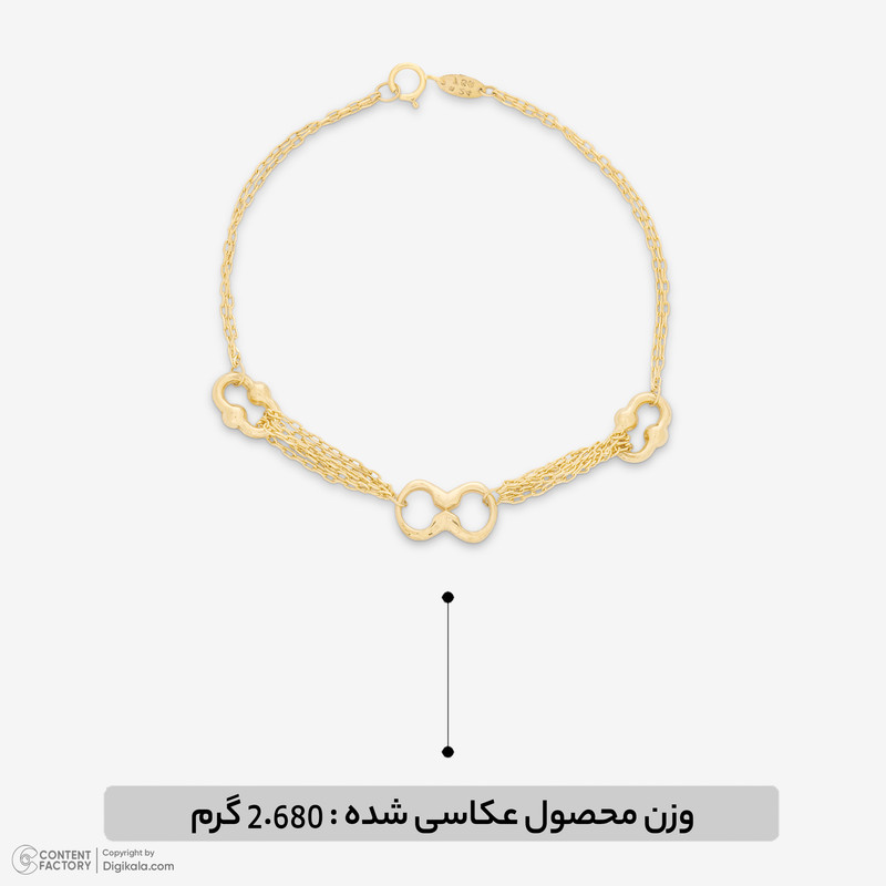 دستبند زنجیری طلا کم اجرت 18 عیار زنانه نگین مدل mk527