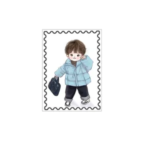 برچسب مدل تمبر فانتزی طرح پسر زمستونی مجموعه 10 عددی