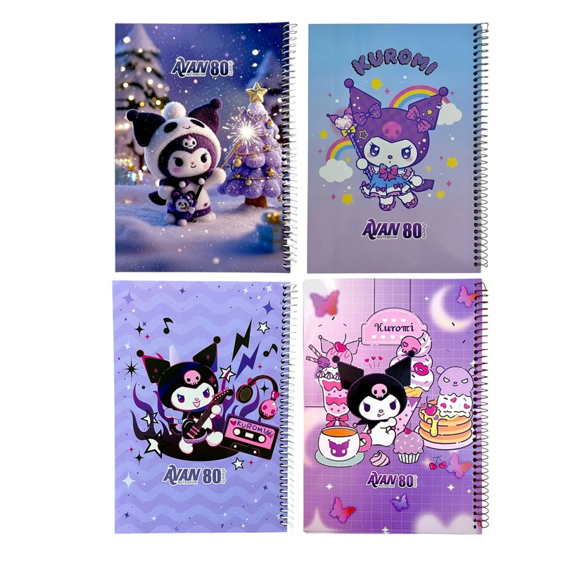 دفتر مشق 80 برگ آوان مدل حاشیه دار طرح کرومی مجموعه 4 عددی 