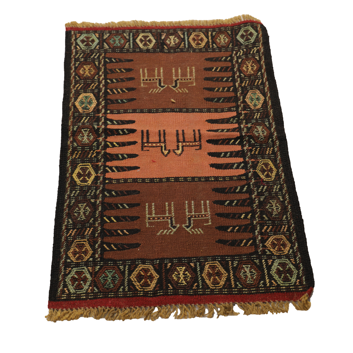 گلیم دستبافت نیم متری مدل سفره کردی کد 40108132