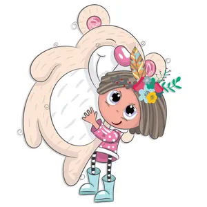 استیکر چوبی کودک جیک جیک مدل دختر سرخپوست T8