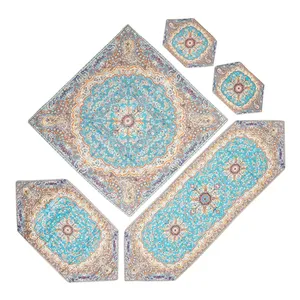 ست 5 تکه رومیزی ترمه یزد طرح دیبا 7 رنگ
