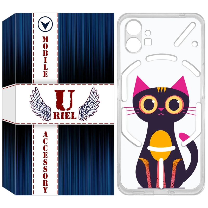 کاور یوریل مدل Clear کد 46 طرح گربه مناسب برای گوشی موبایل ناتینگ فون Nothing Phone 1
