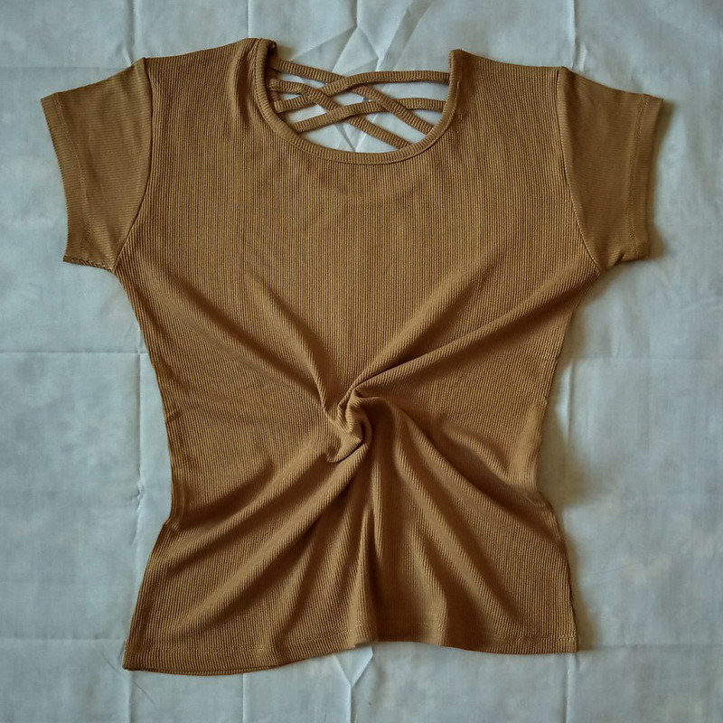 بلوز آستین کوتاه زنانه مدل پشت بند ضربدری