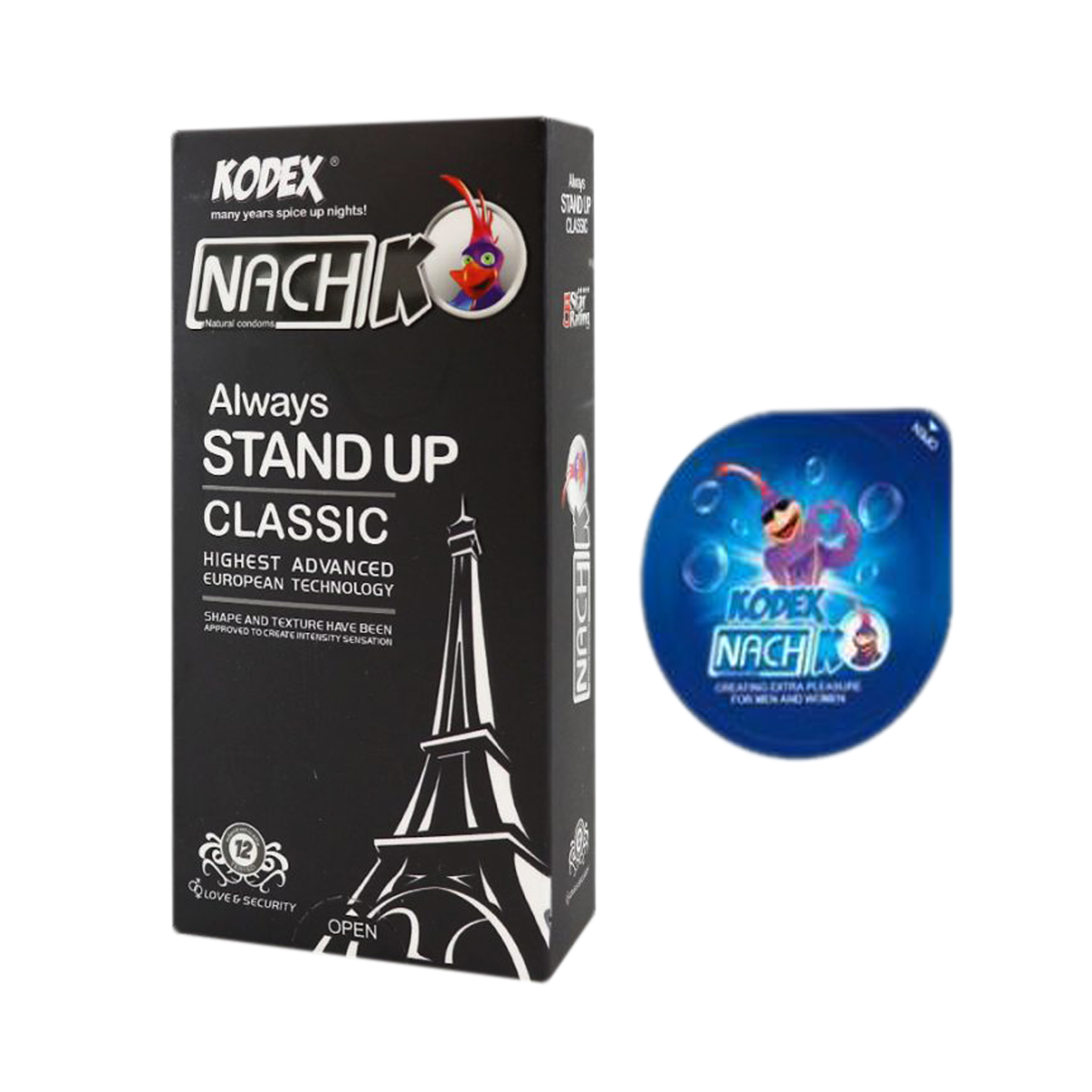 کاندوم ناچ کدکس مدل Stand Up Classic بسته 12 عددی به همراه کاندوم ناچ کدکس مدل بلیسر
