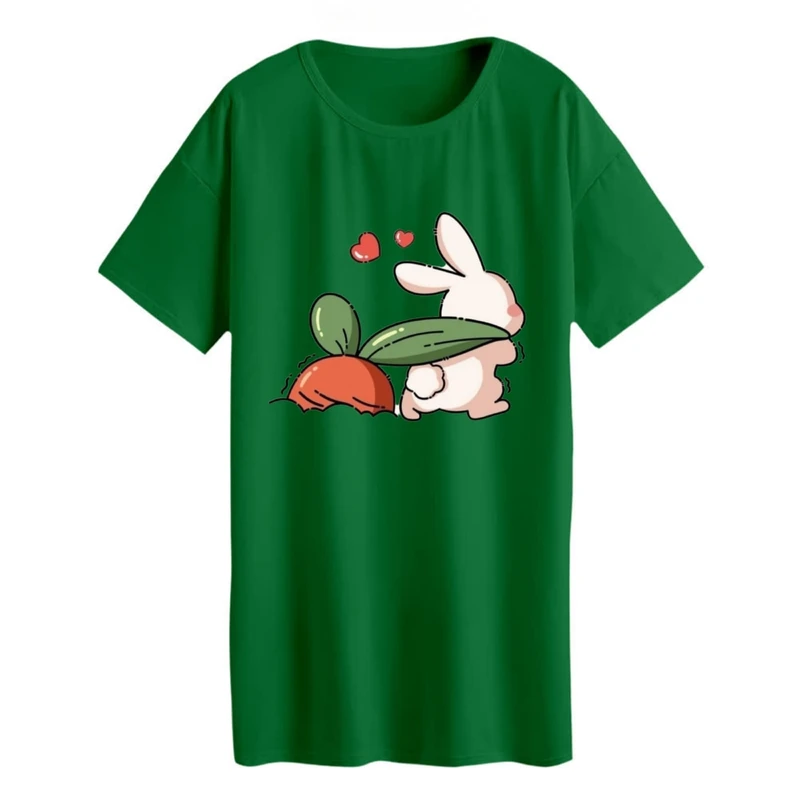 تی شرت لانگ زنانه مدل  خرگوش و هویج کد 1