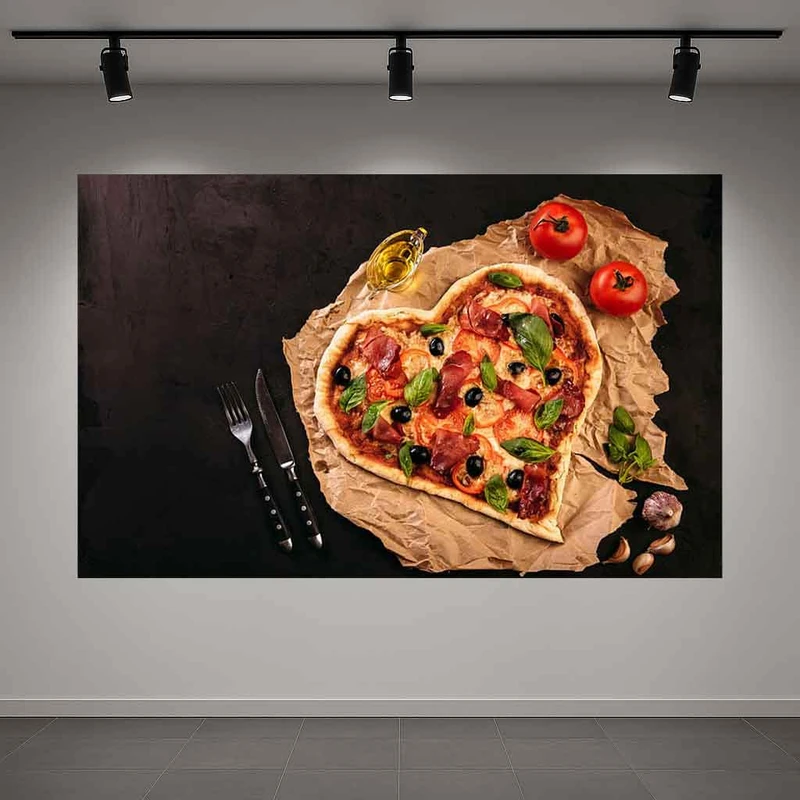 پوستر پارچه ای طرح مخمل  غذا قلبی مدل پیتزا کد PD1311783