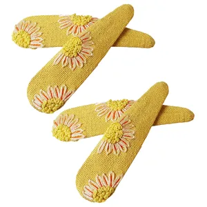 گیره مو دخترانه مدل تق تقی گلدوزی شده HT - 0020 مجموعه چهار عددی
