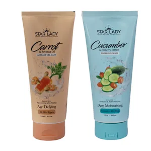 ژل ماسک صورت استارلیدی مدل دانه سویا و هویج به همراه ماسک صورت استارلیدی مدل خیار حجم 175 میلی لیتر