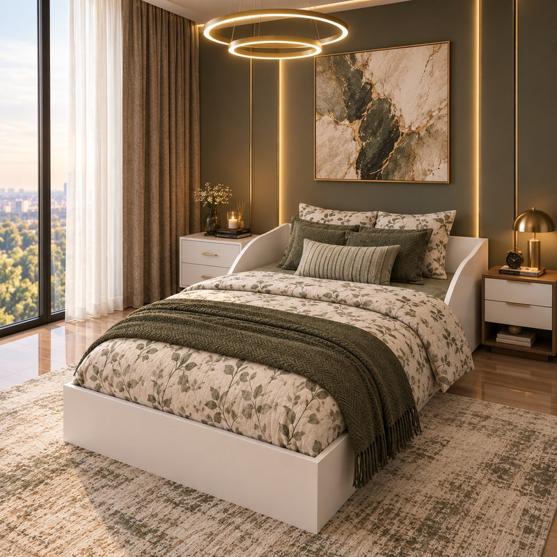 تخت خواب یک و نیم نفره MDF مدل jordan سایز 120×200 سانتی‌متر