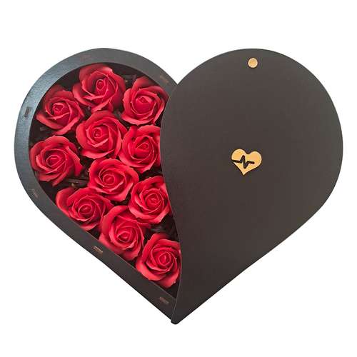  باکس گل رز مدل قلب سورپرایزی چرخشی