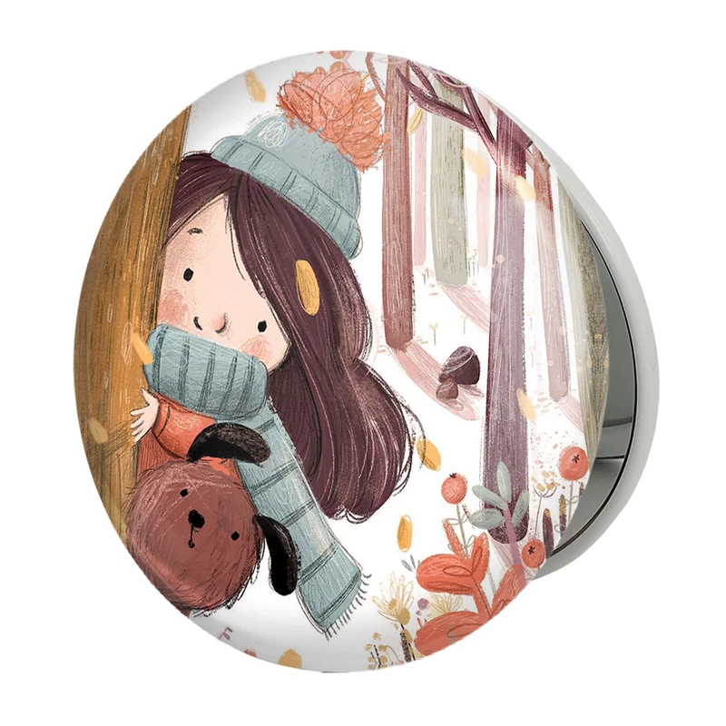 آینه جیبی خندالو طرح دختر مدل تاشو کد 5520 