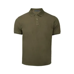 پولوشرت آستین کوتاه مردانه الفردو مدل یقه سه دکمه جودون رنگ سبز تیره