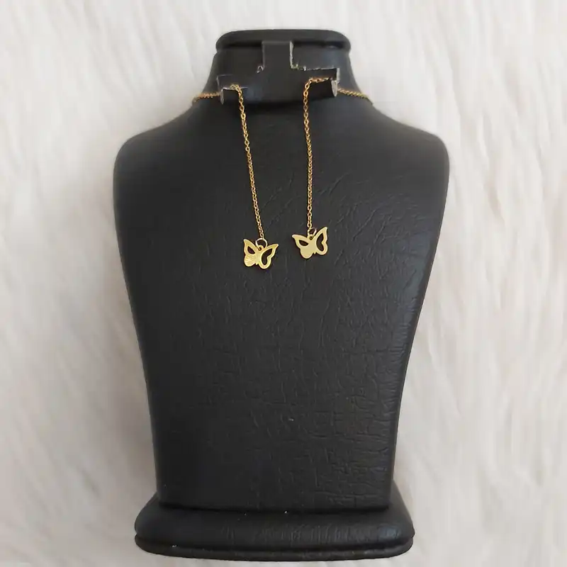 گوشواره زنانه مدل بخیه طرح پروانه کد butf115