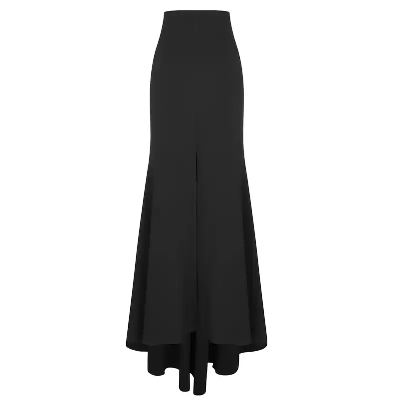 دامن راسته زنانه مدل چاکدار رنگ مشکی