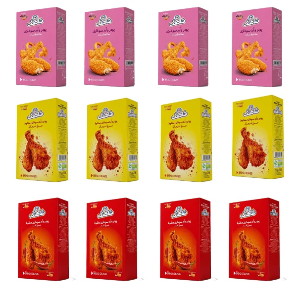 پودر و آرد سوخاری ساده و مرغ نرمال و مرغ تند شاهنگ - 150 گرم بسته 12 عددی 
