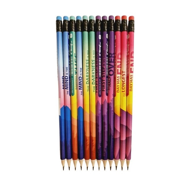 مداد مشکی میند با درجه سختی HB مدل رنگین بسته 12 عددی