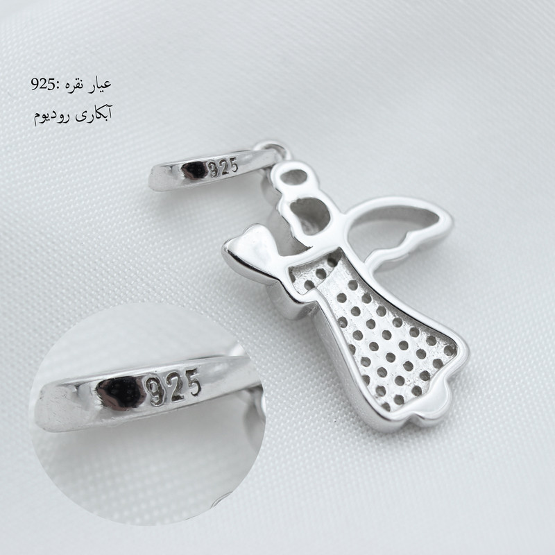 آویز گردنبند نقره زنانه مدل قلب و فرشته کد SLP-71
