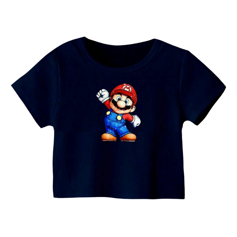 کراپ‌ تی‌شرت آستین کوتاه زنانه مدل ماریو کد 6