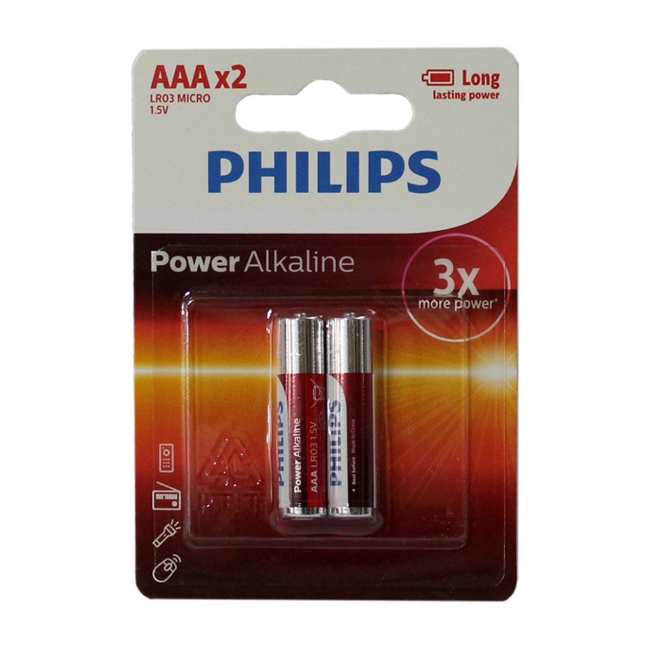 باتری نیم قلمی فیلیپس مدل Power Alkaline بسته 2 عددی