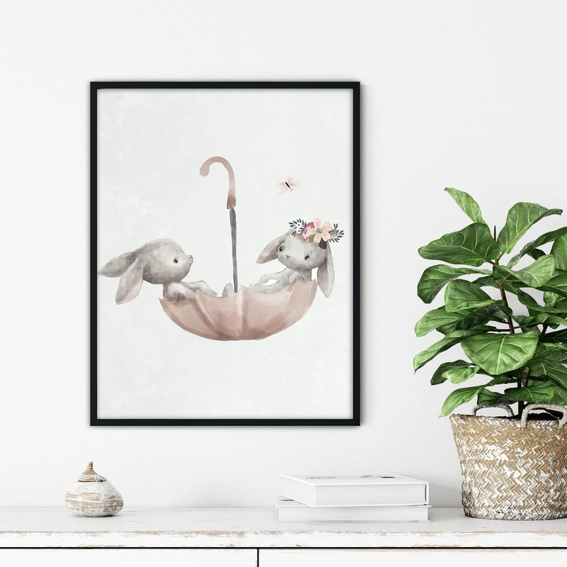 تابلو آتریسا طرح خرگوش مدرن مدل ATFKB71 فریم مشکی 